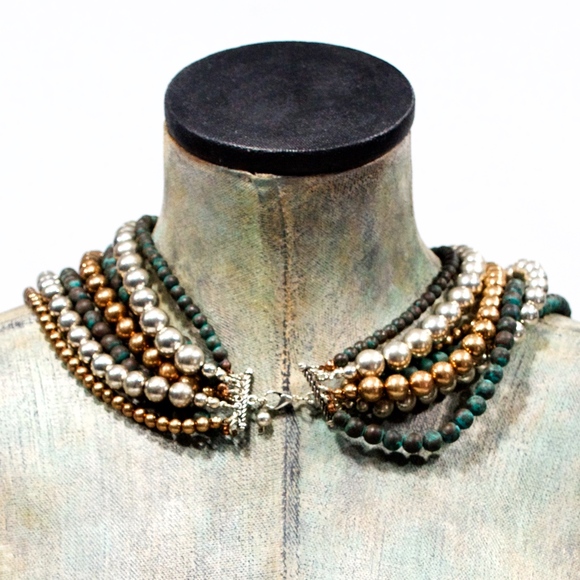 VTG 90's Large Metalized Acrylic Beaded Necklace - Picture 4 of 4